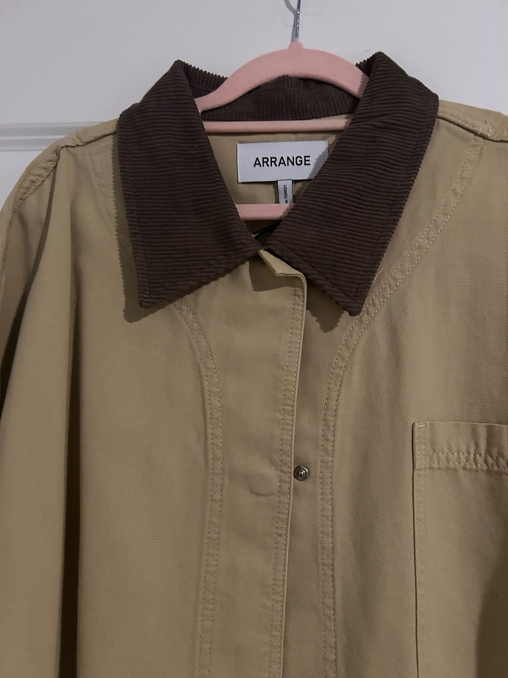 Arrange/Asos NWT Tan Barn Jacket with Brown Corduroy Collar Size Size xl